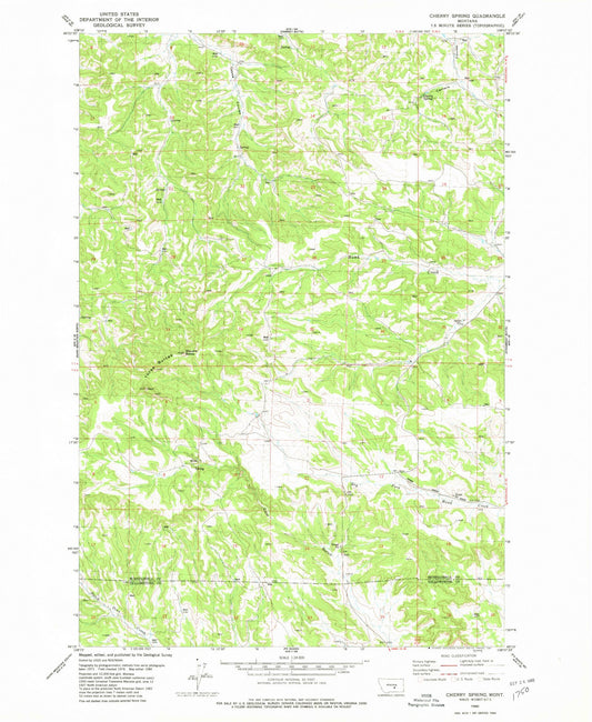 Classic USGS Cherry Spring Montana 7.5'x7.5' Topo Map Image