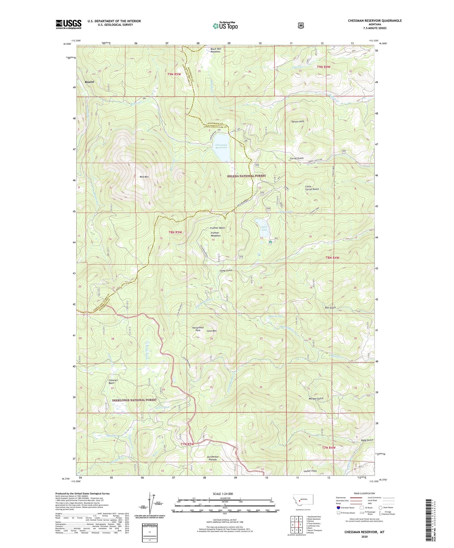Chessman Reservoir Montana US Topo Map Image
