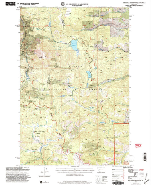 Classic USGS Chessman Reservoir Montana 7.5'x7.5' Topo Map Image