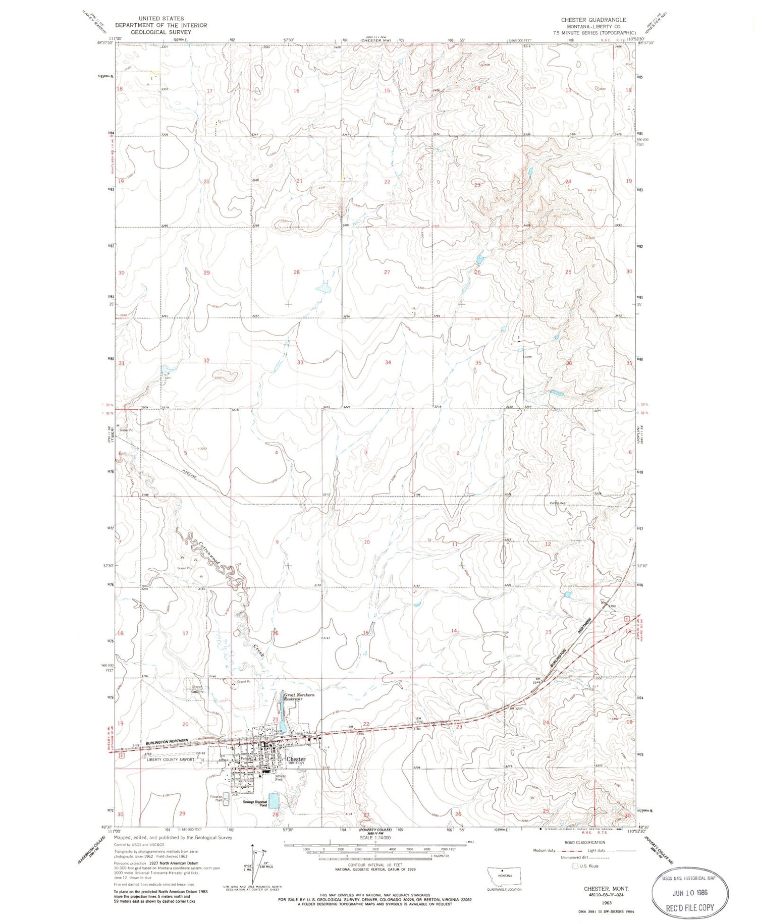 Classic USGS Chester Montana 7.5'x7.5' Topo Map Image
