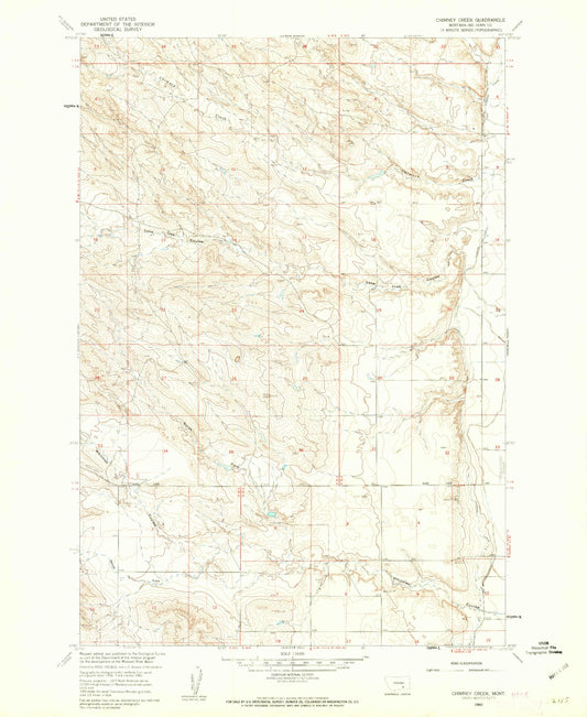 Classic USGS Chimney Creek Montana 7.5'x7.5' Topo Map Image