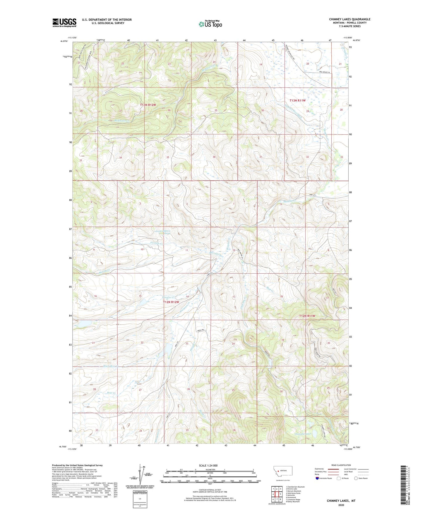 Chimney Lakes Montana US Topo Map Image