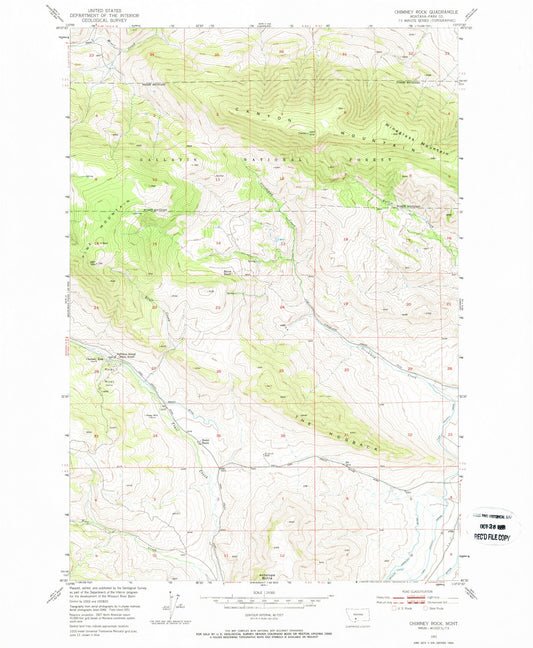 Classic USGS Chimney Rock Montana 7.5'x7.5' Topo Map Image