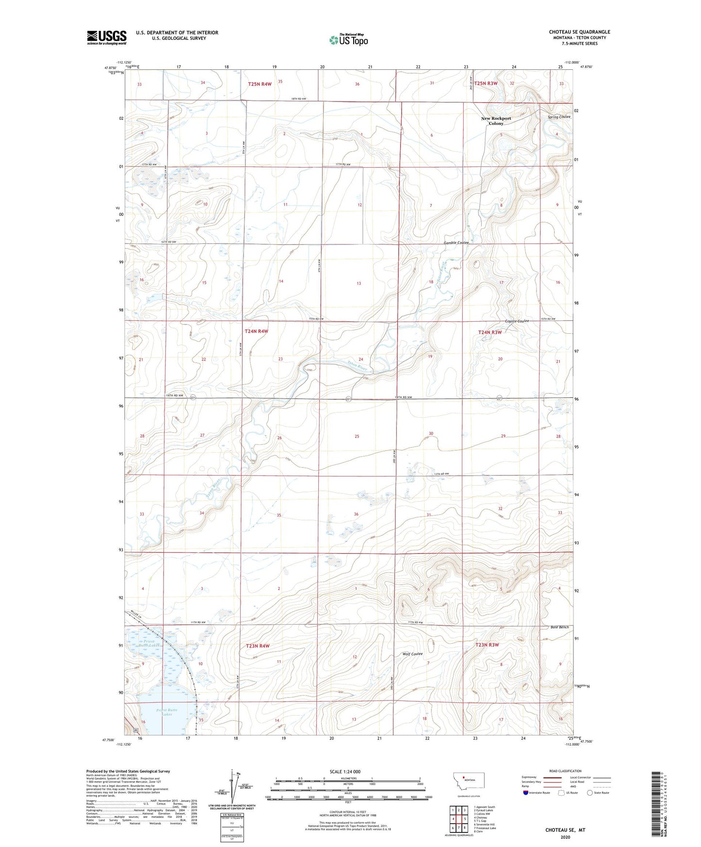Choteau SE Montana US Topo Map Image