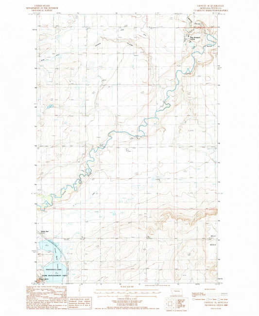 Classic USGS Choteau SE Montana 7.5'x7.5' Topo Map Image