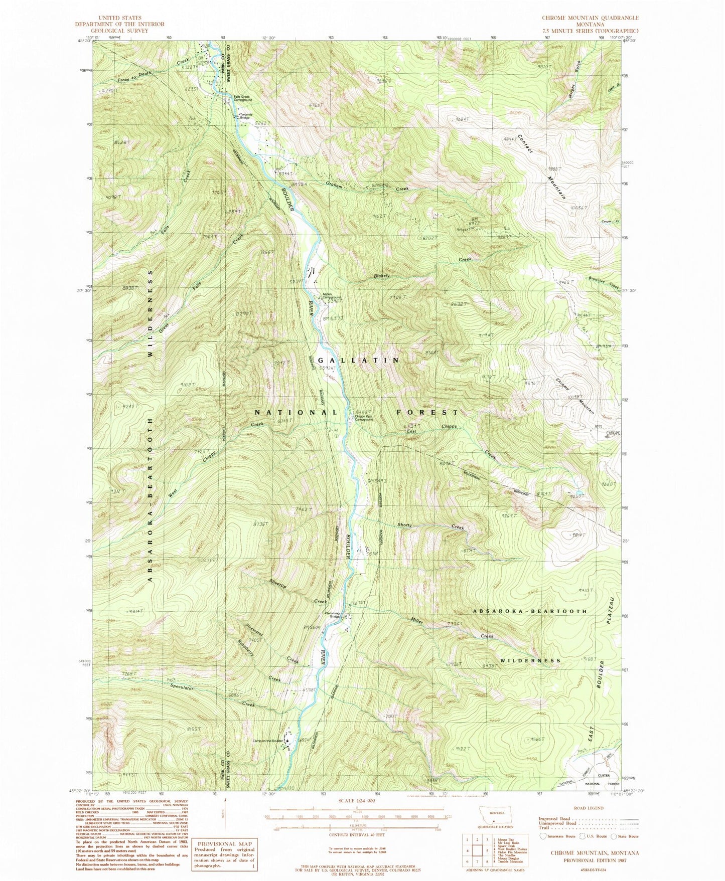 Classic USGS Chrome Mountain Montana 7.5'x7.5' Topo Map Image