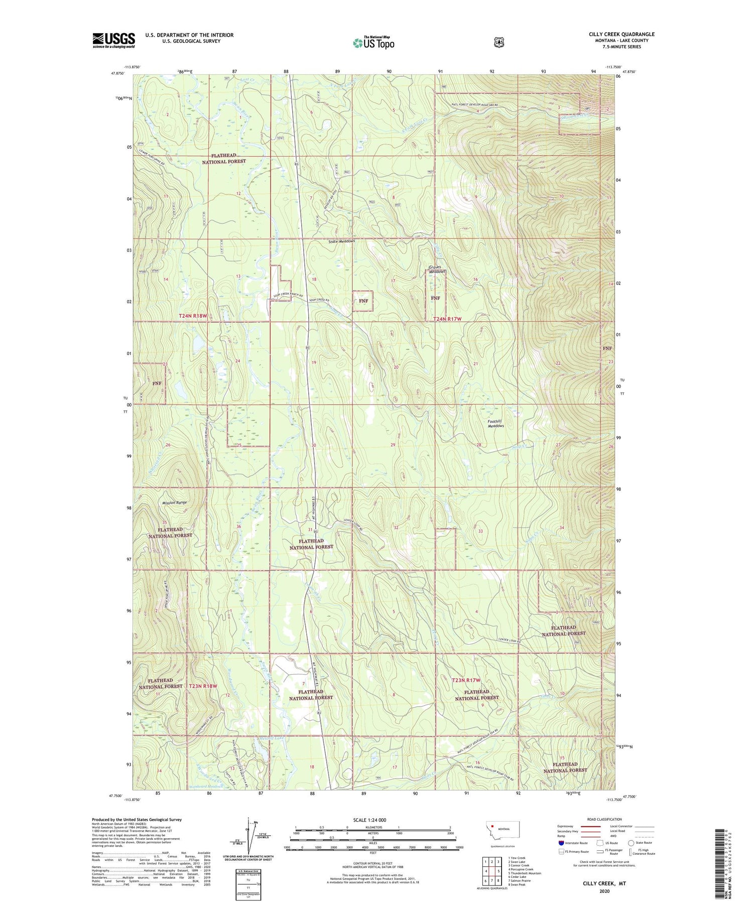 Cilly Creek Montana US Topo Map Image