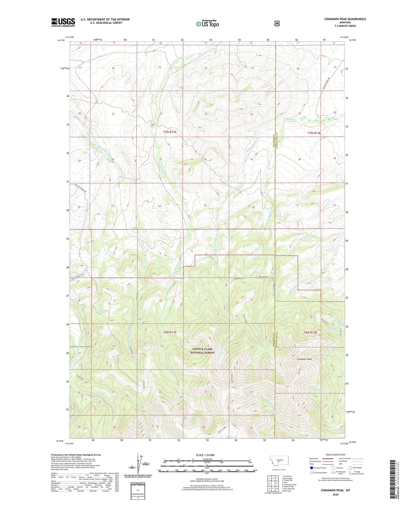 Cinnamon Peak Montana US Topo Map Image