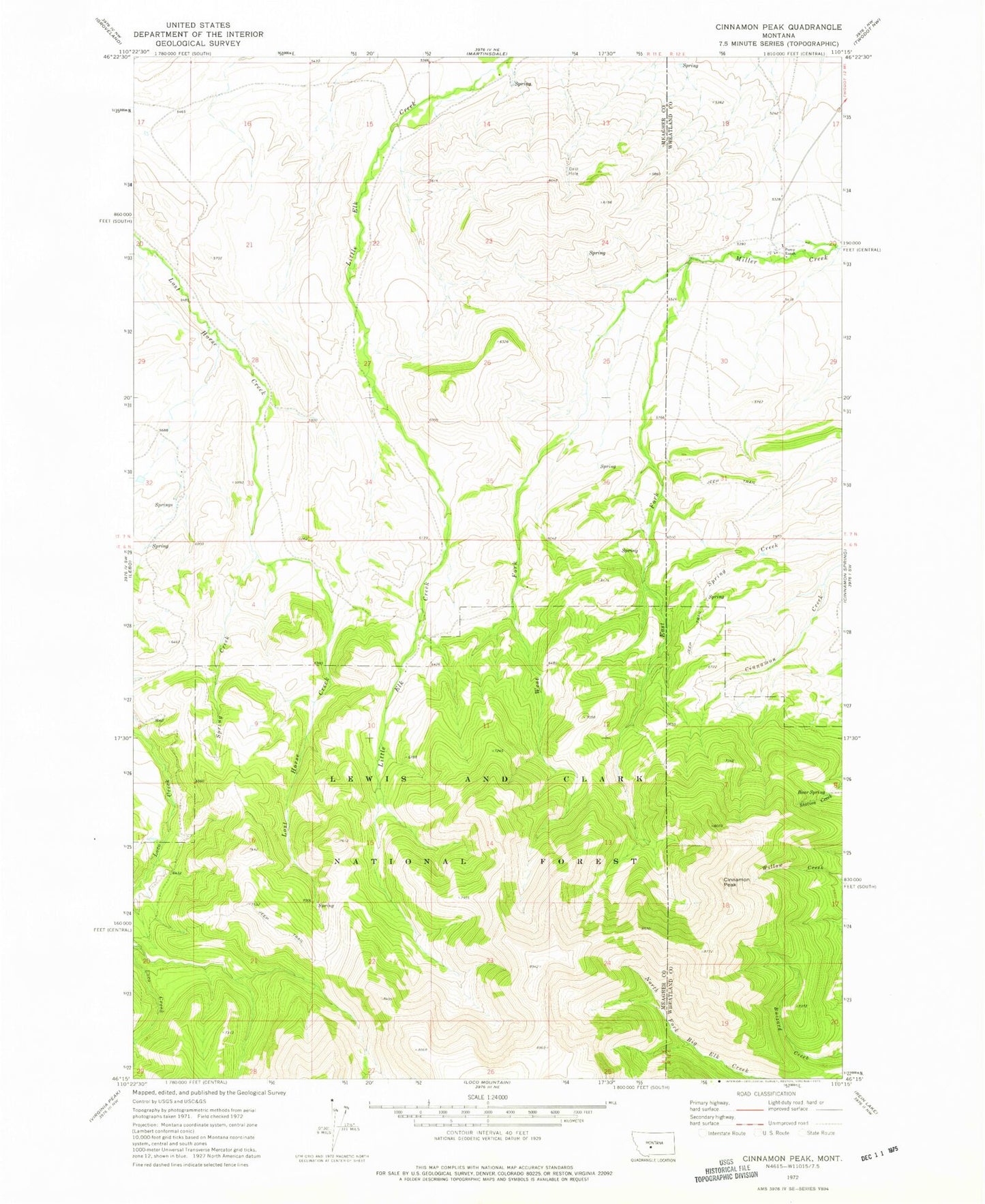 Classic USGS Cinnamon Peak Montana 7.5'x7.5' Topo Map Image