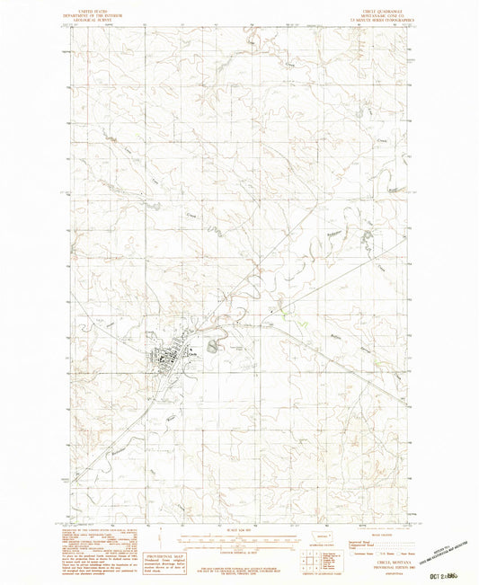 Classic USGS Circle Montana 7.5'x7.5' Topo Map Image