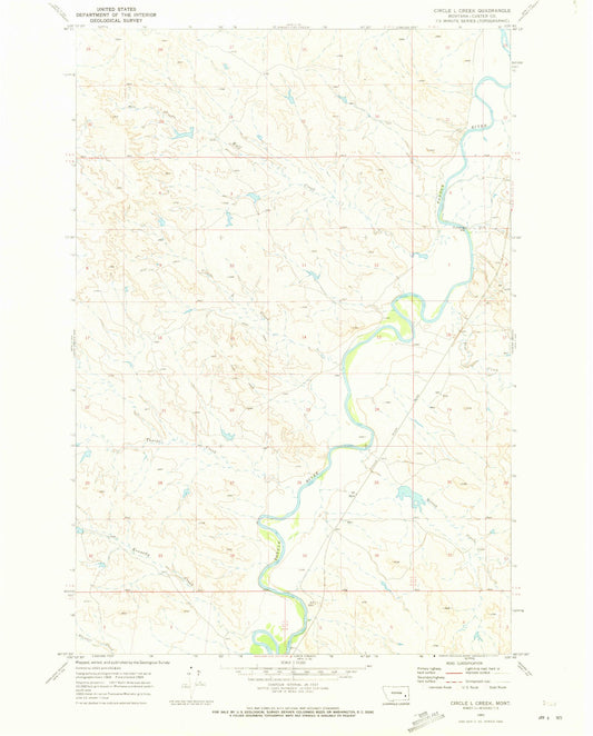Classic USGS Circle L Creek Montana 7.5'x7.5' Topo Map Image