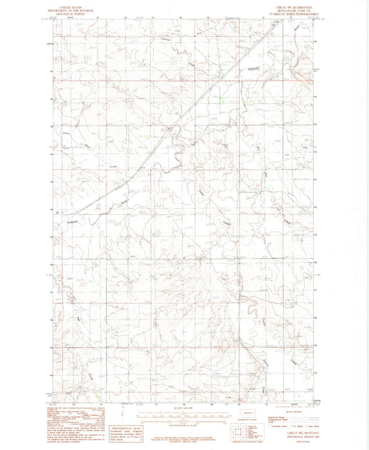 Classic USGS Circle SW Montana 7.5'x7.5' Topo Map Image