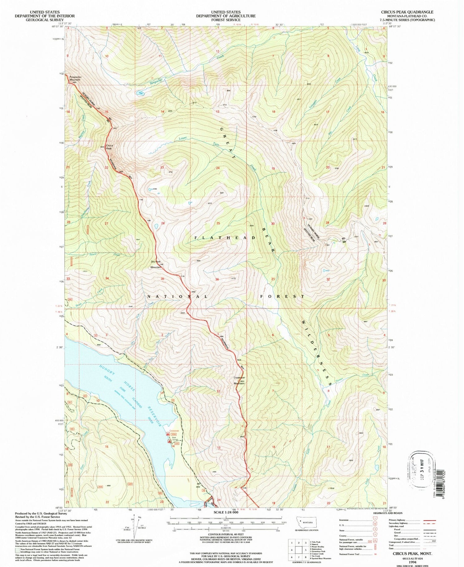 Classic USGS Circus Peak Montana 7.5'x7.5' Topo Map Image