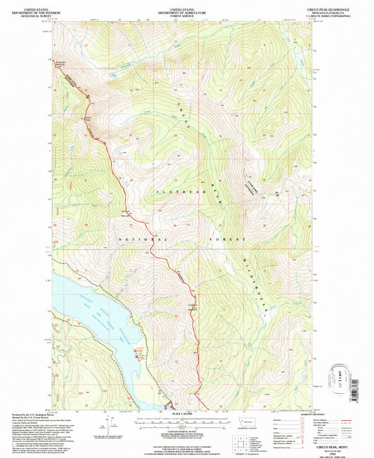 Classic USGS Circus Peak Montana 7.5'x7.5' Topo Map Image