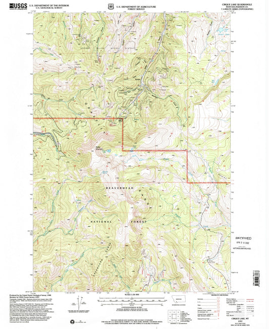 Classic USGS Cirque Lake Montana 7.5'x7.5' Topo Map Image