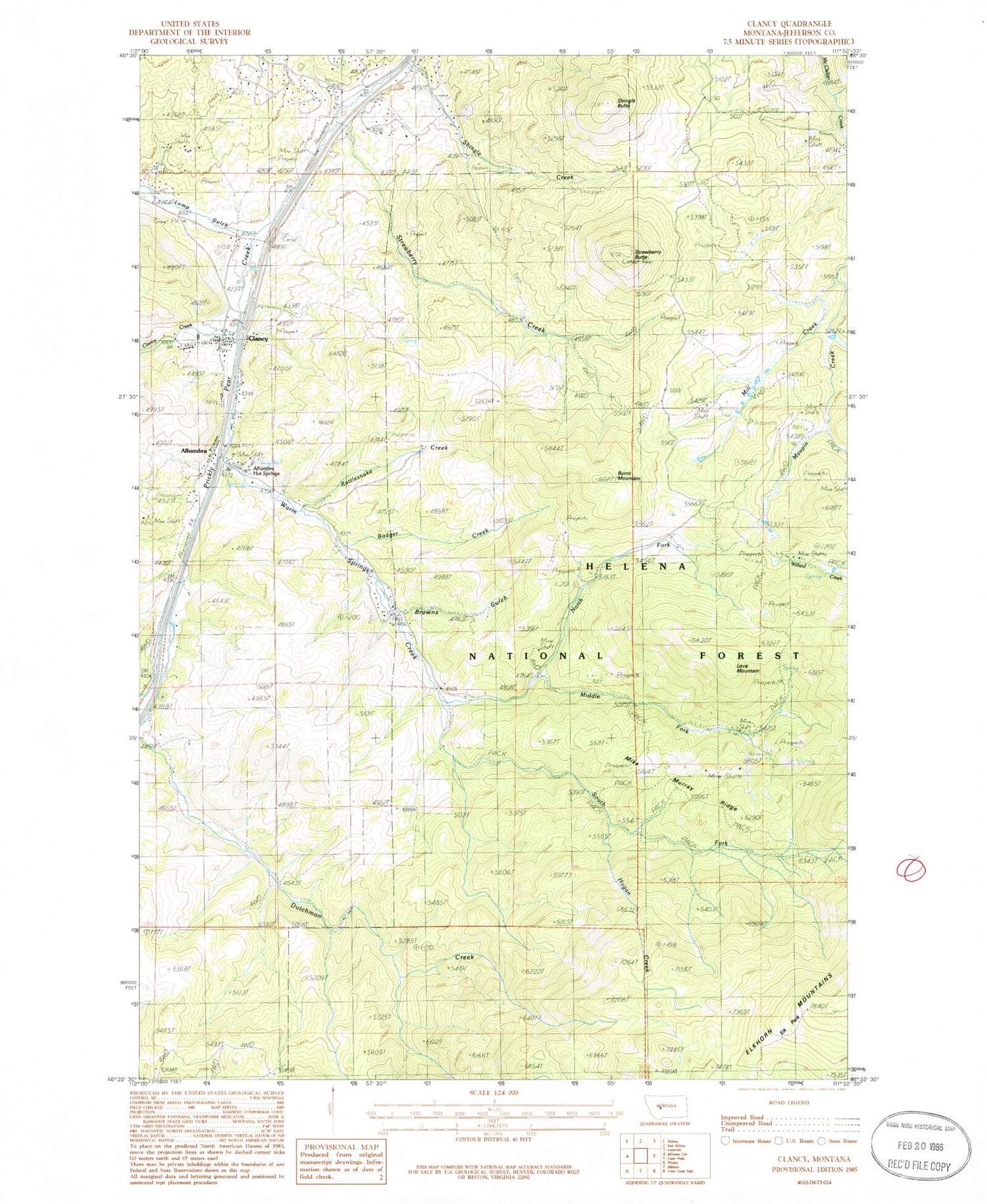 Classic USGS Clancy Montana 7.5'x7.5' Topo Map Image