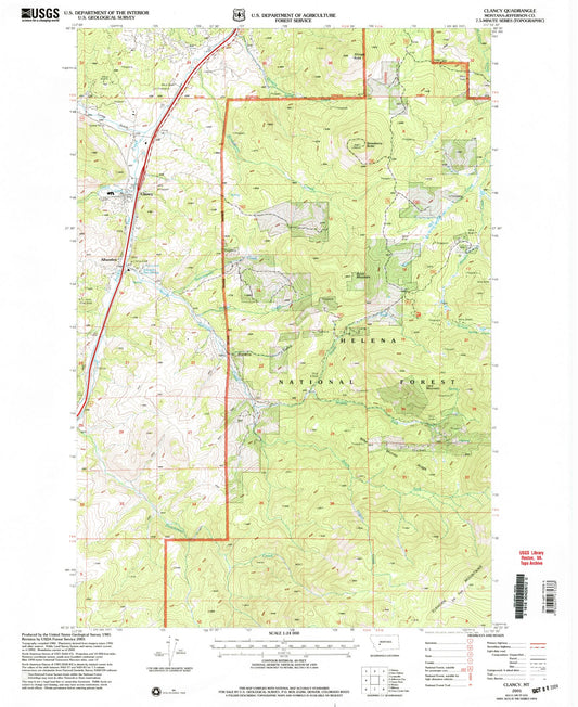 Classic USGS Clancy Montana 7.5'x7.5' Topo Map Image