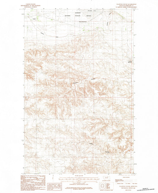Classic USGS Clanton Coulee Montana 7.5'x7.5' Topo Map Image