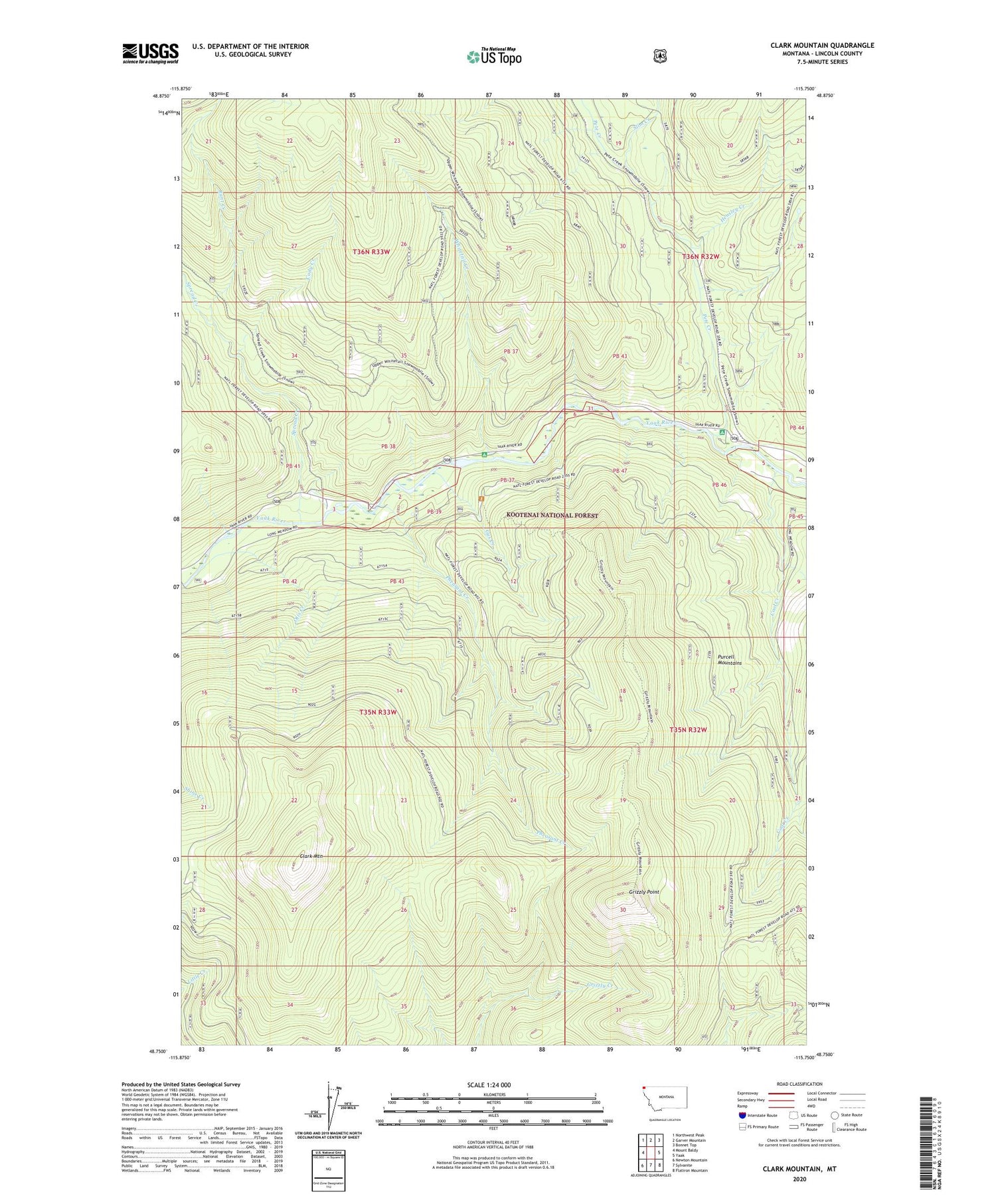 Clark Mountain Montana US Topo Map Image