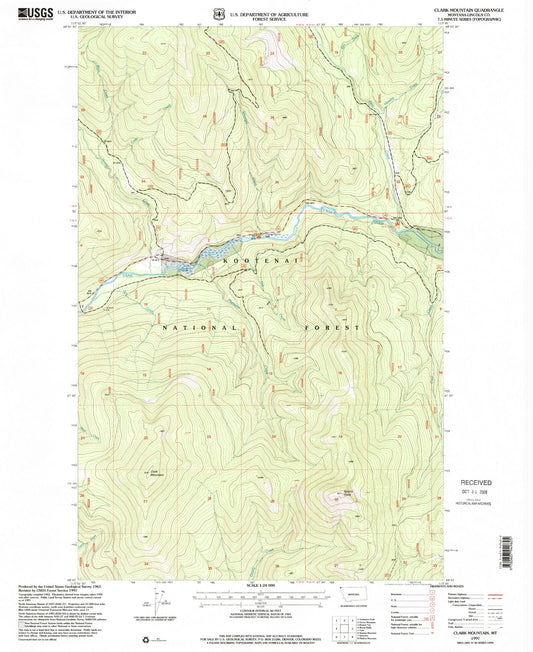 Classic USGS Clark Mountain Montana 7.5'x7.5' Topo Map Image