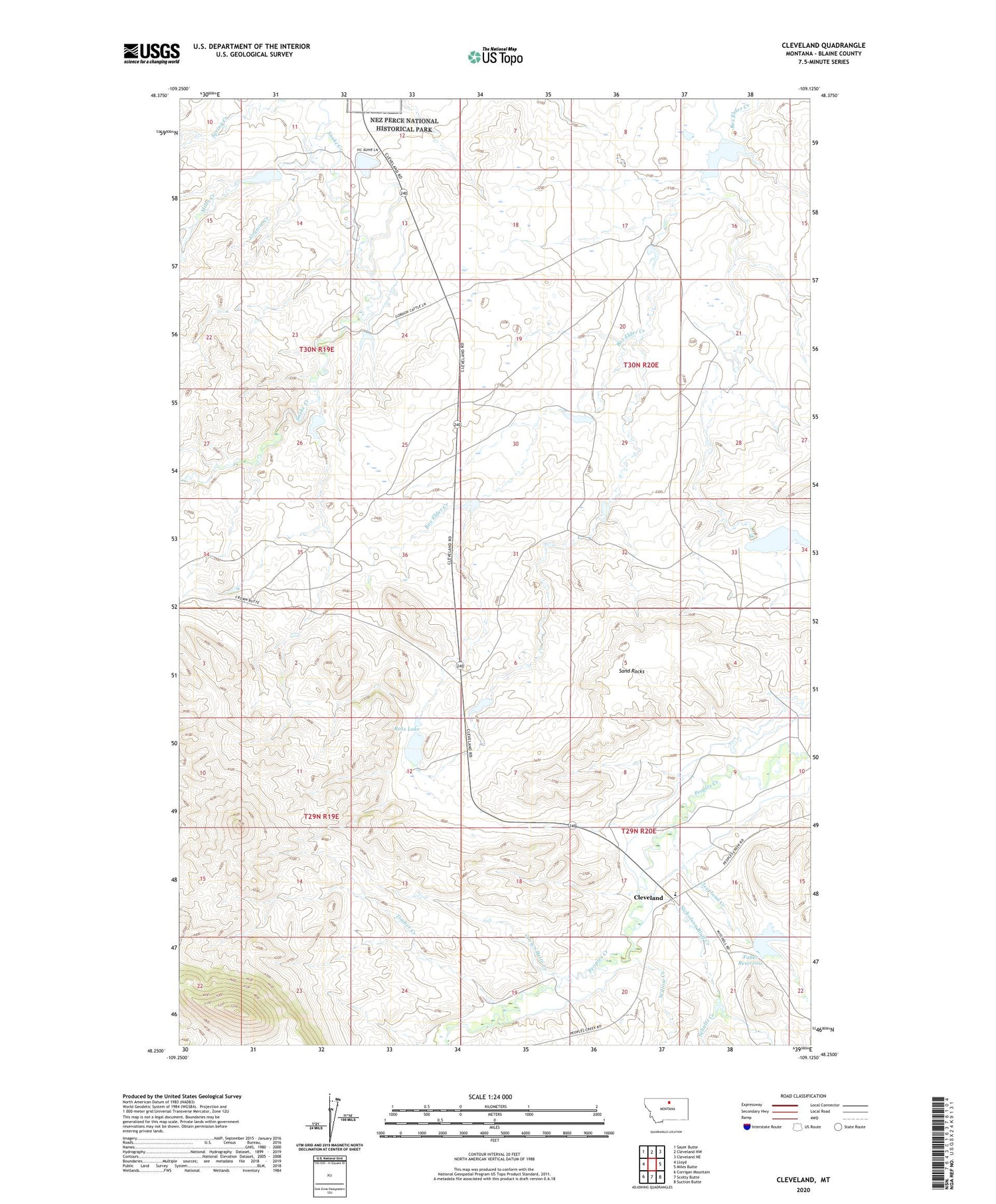 Cleveland Montana US Topo Map Image