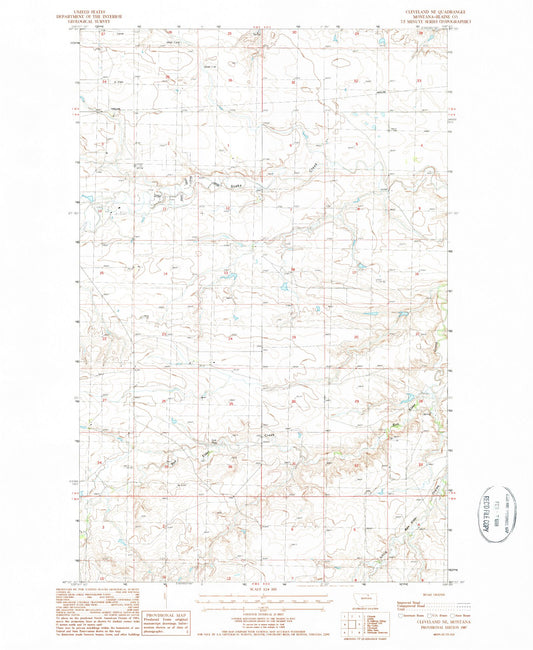 Classic USGS Cleveland NE Montana 7.5'x7.5' Topo Map Image