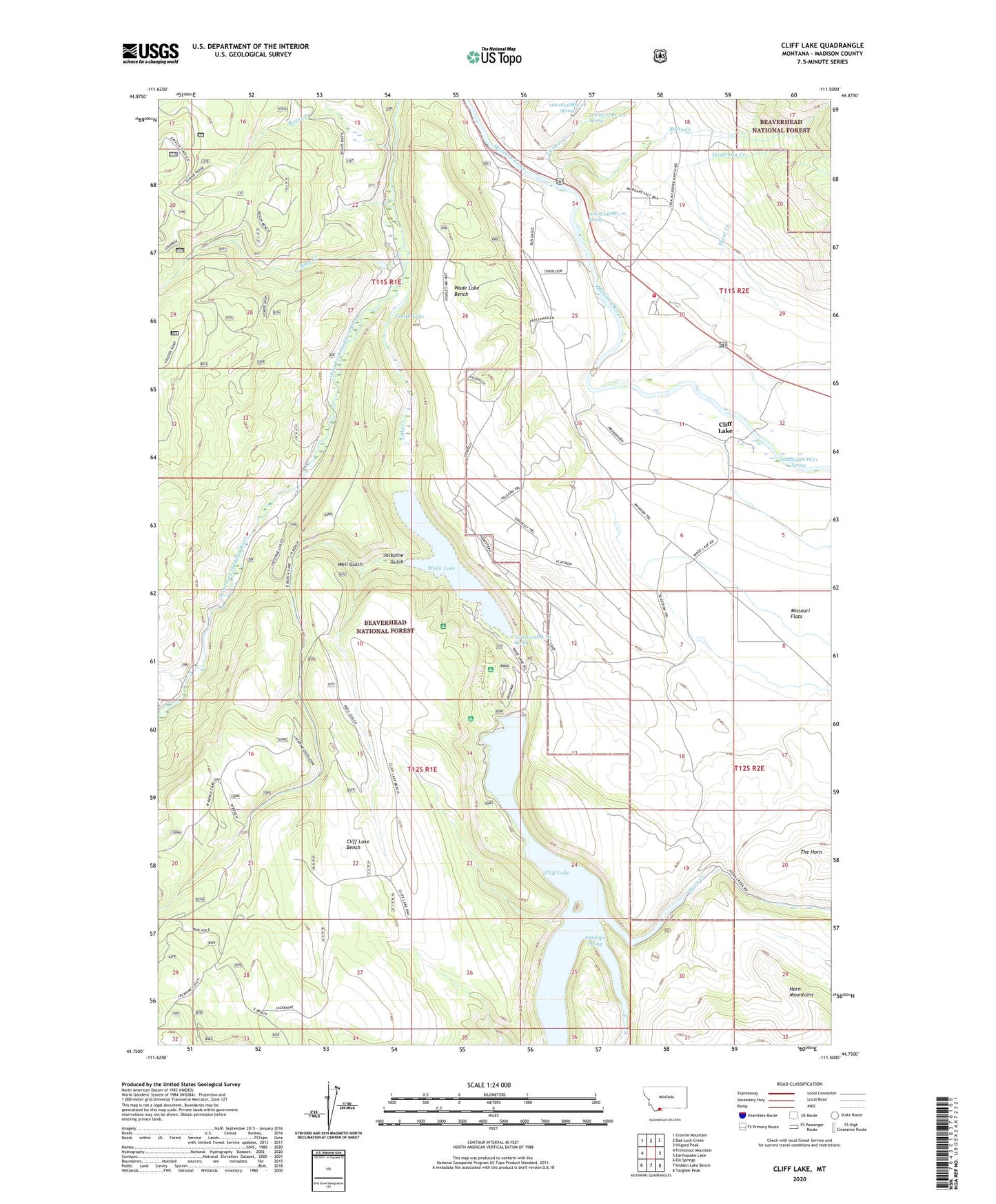 Cliff Lake Montana US Topo Map Image