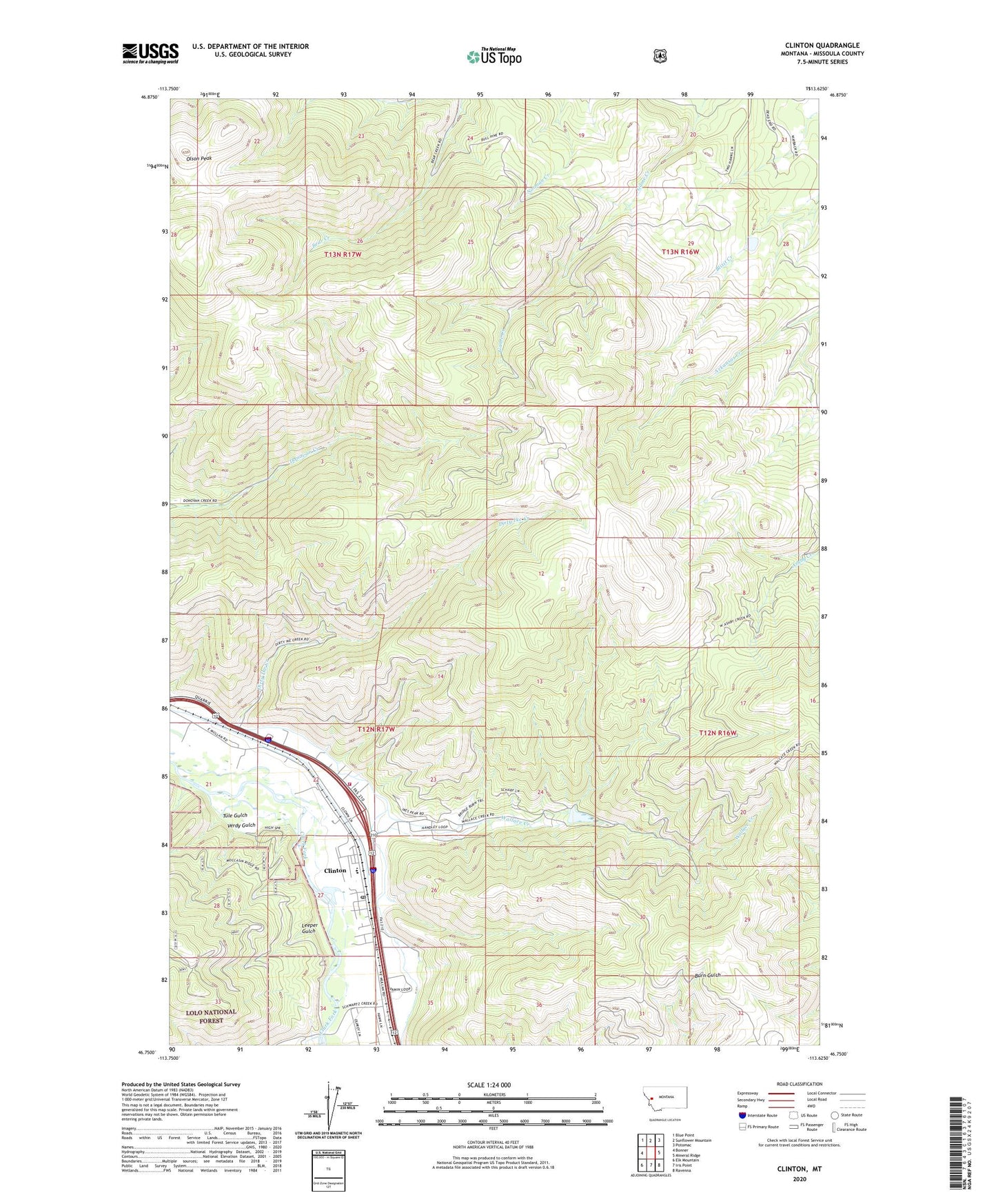 Clinton Montana US Topo Map Image