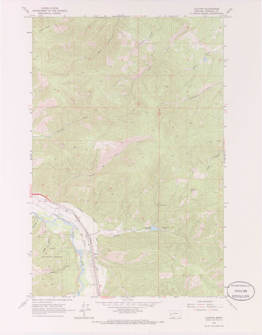 Classic USGS Clinton Montana 7.5'x7.5' Topo Map Image