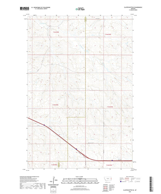Cluster Buttes SE Montana US Topo Map Image