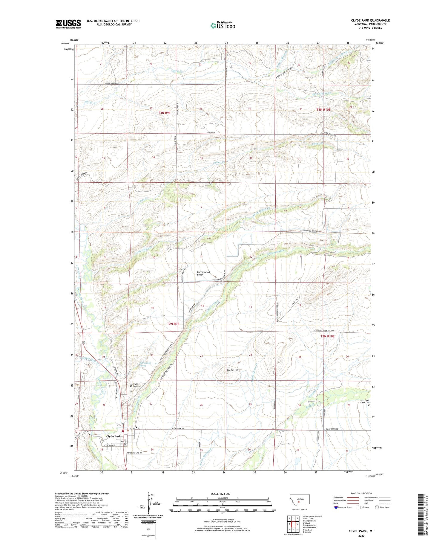 Clyde Park Montana US Topo Map Image
