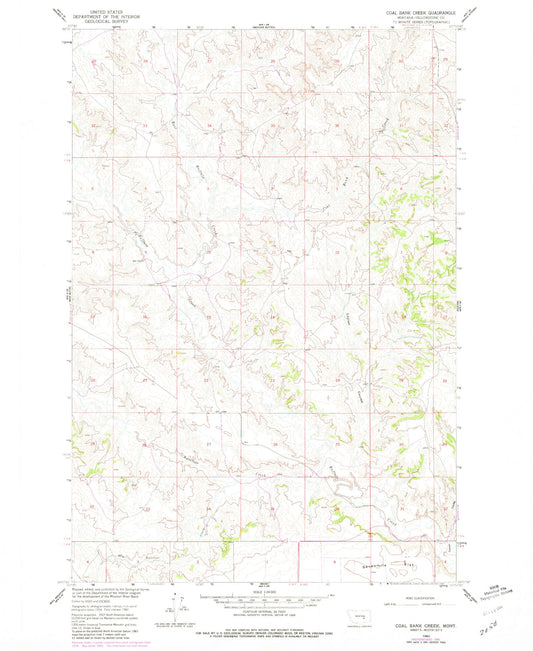 Classic USGS Coal Bank Creek Montana 7.5'x7.5' Topo Map Image