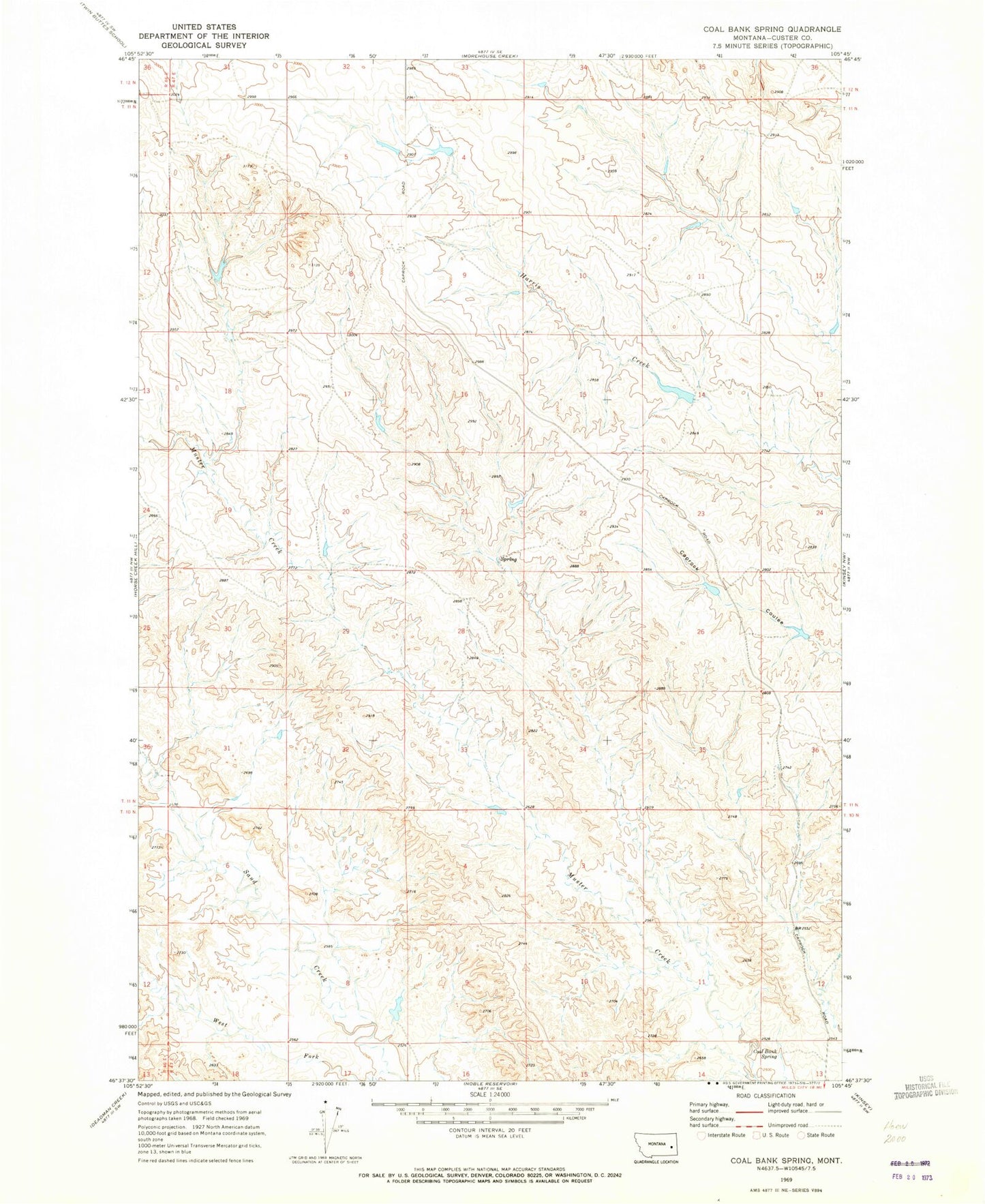Classic USGS Coal Bank Spring Montana 7.5'x7.5' Topo Map Image