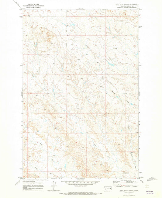 Classic USGS Coal Bank Spring Montana 7.5'x7.5' Topo Map Image