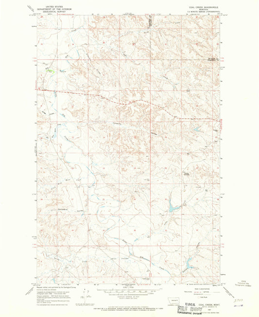 Classic USGS Coal Creek Montana 7.5'x7.5' Topo Map Image