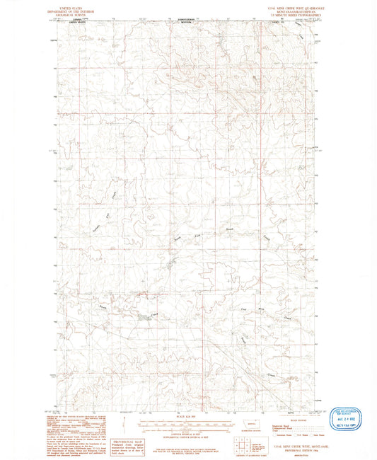 Classic USGS Coal Mine Creek West Montana 7.5'x7.5' Topo Map Image