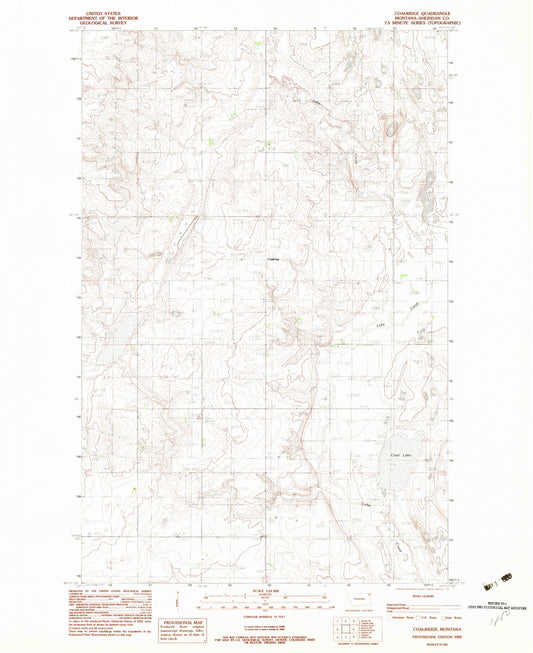 Classic USGS Coalridge Montana 7.5'x7.5' Topo Map Image