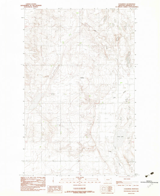 Classic USGS Coalridge Montana 7.5'x7.5' Topo Map Image