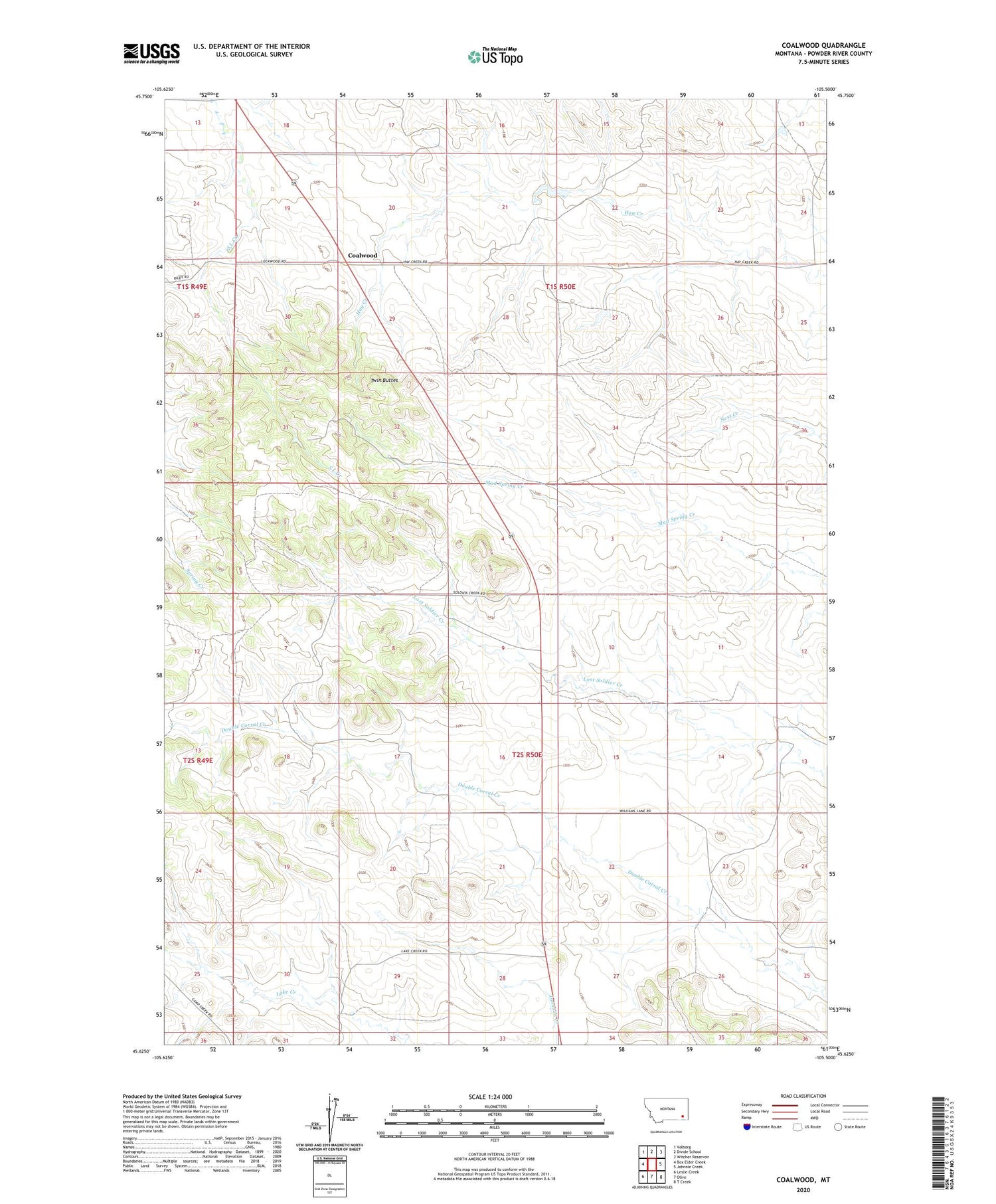 Coalwood Montana US Topo Map Image