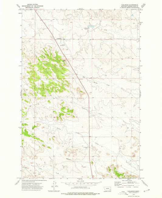 Classic USGS Coalwood Montana 7.5'x7.5' Topo Map Image