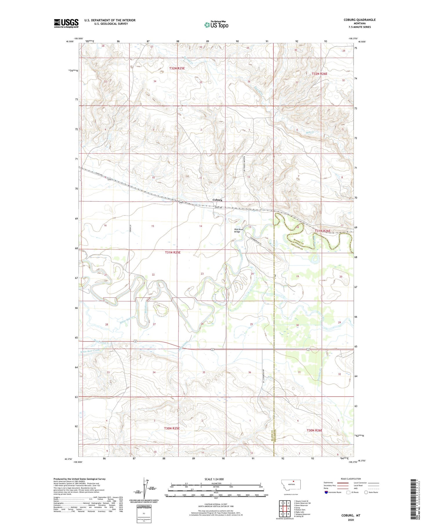 Coburg Montana US Topo Map Image