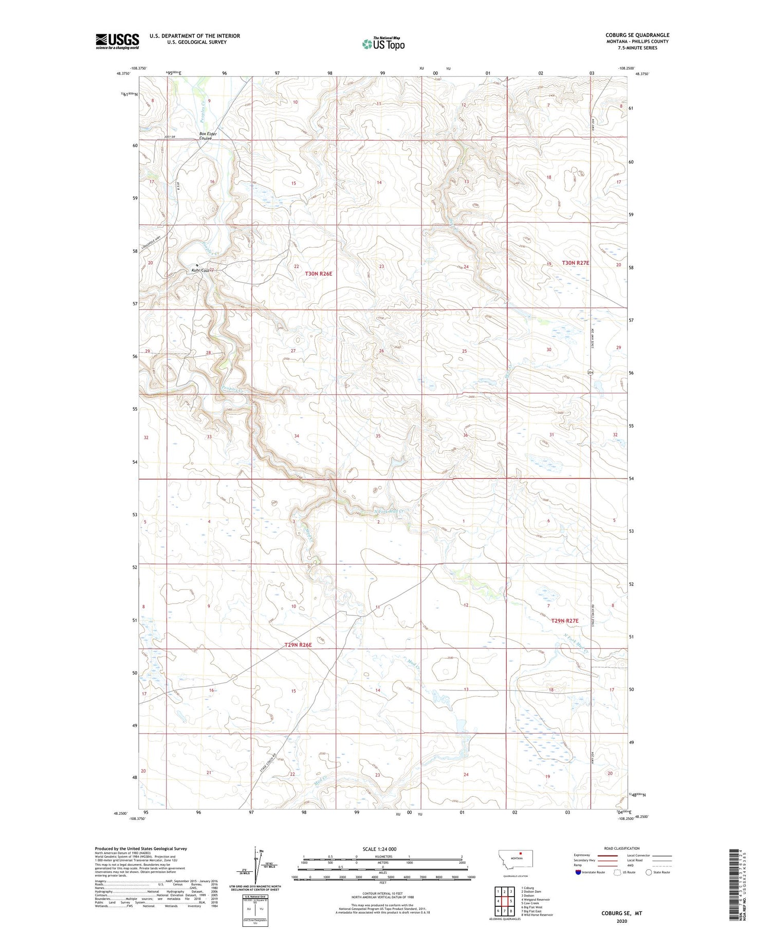 Coburg SE Montana US Topo Map Image
