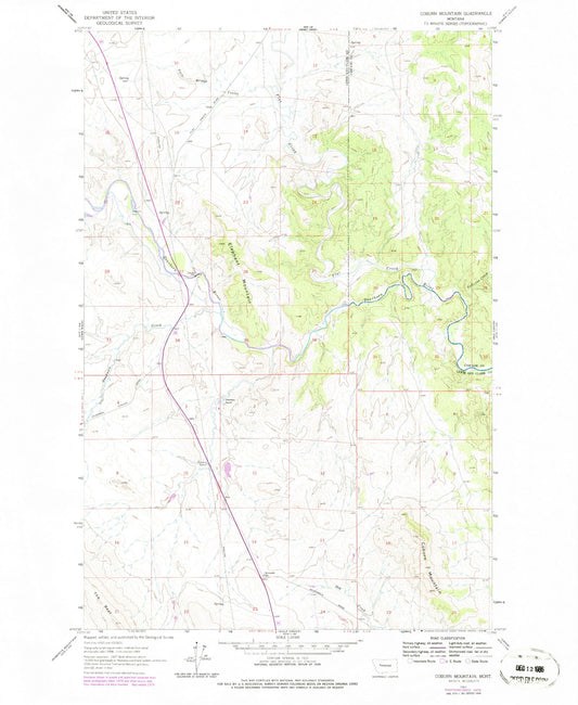 Classic USGS Coburn Mountain Montana 7.5'x7.5' Topo Map Image