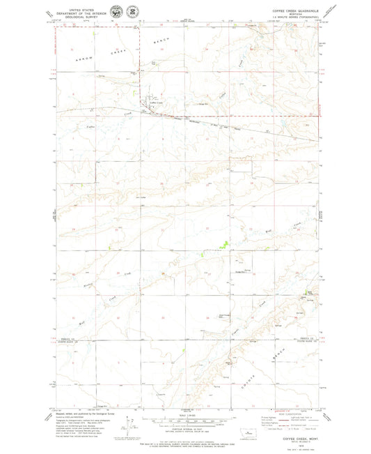 Classic USGS Coffee Creek Montana 7.5'x7.5' Topo Map Image