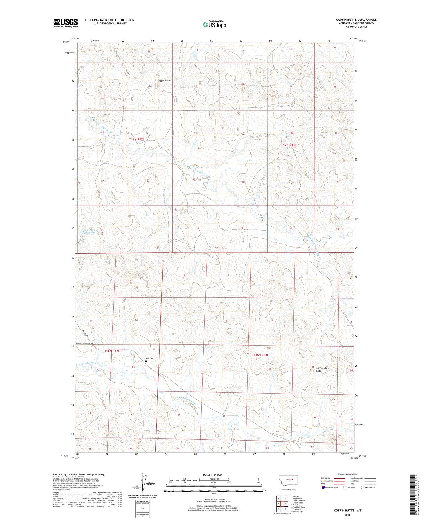 Coffin Butte Montana US Topo Map Image