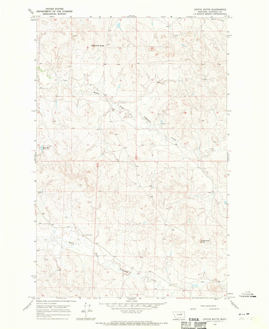 Classic USGS Coffin Butte Montana 7.5'x7.5' Topo Map Image