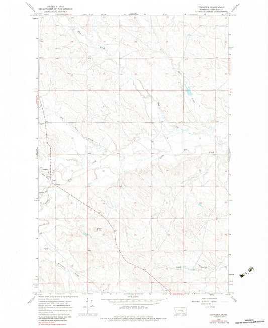 Classic USGS Cohagen Montana 7.5'x7.5' Topo Map Image