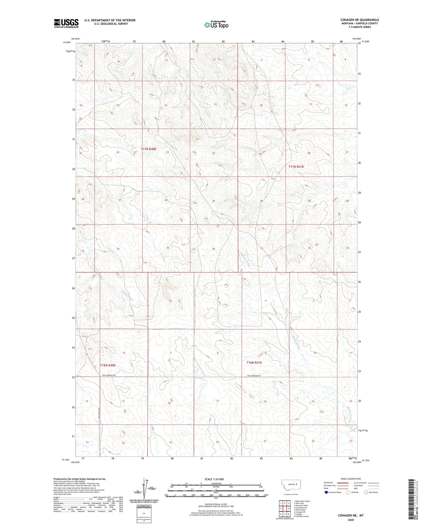 Cohagen NE Montana US Topo Map Image