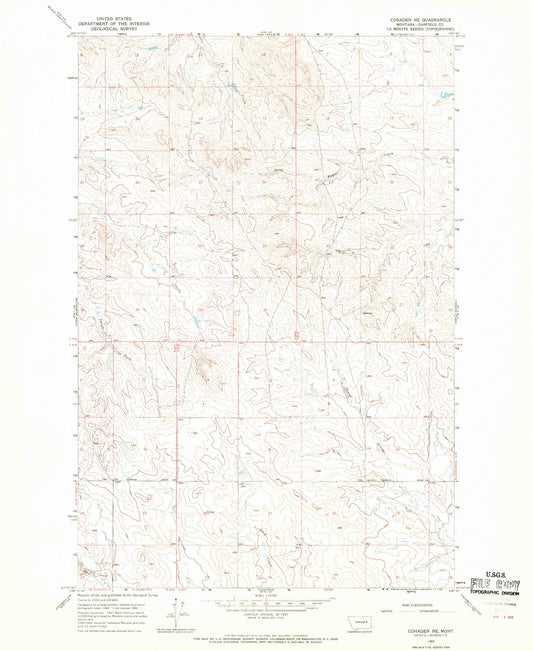 Classic USGS Cohagen NE Montana 7.5'x7.5' Topo Map Image
