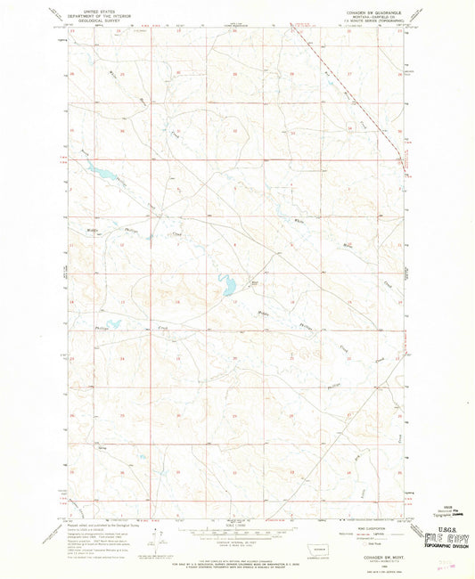Classic USGS Cohagen SW Montana 7.5'x7.5' Topo Map Image
